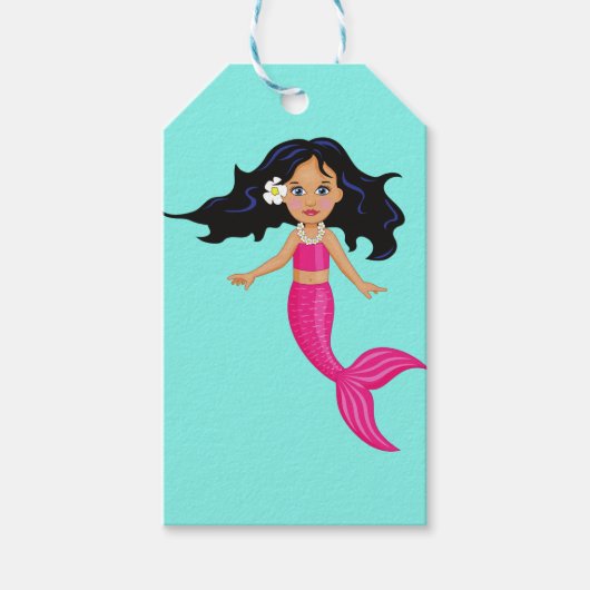 Roze Mermaid-kunst Cadeaulabel (Voorkant)