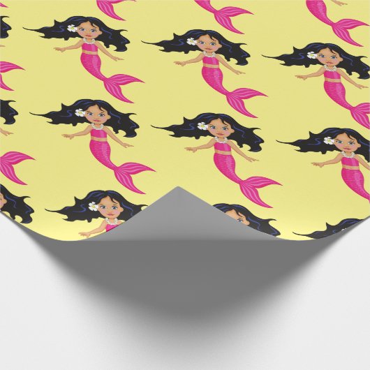 Roze Mermaid-kunst Cadeaupapier (Hoek)