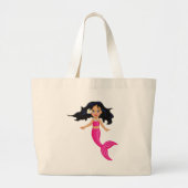 Roze Mermaid-kunst Grote Tote Bag (Voorkant)