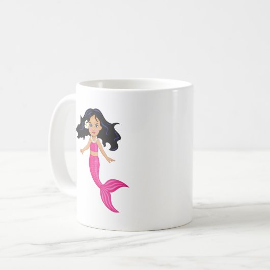 Roze Mermaid-kunst Koffiemok (Voorkant links)