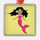 Roze Mermaid-kunst Metalen Ornament (Voorkant)