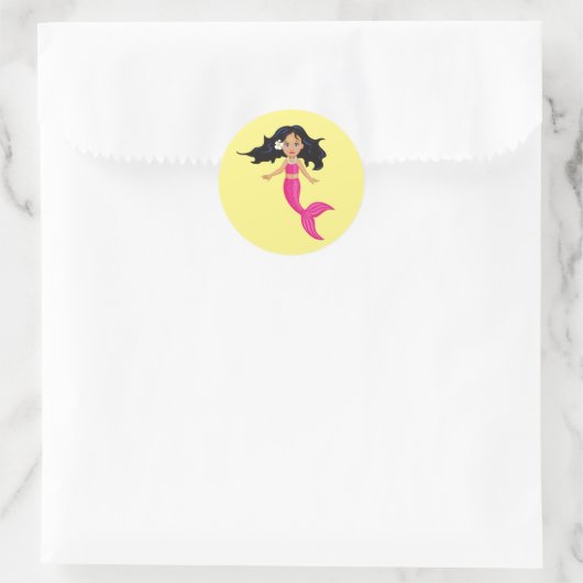 Roze Mermaid-kunst Ronde Sticker (Tas)