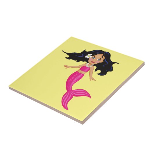 Roze Mermaid-kunst Tegeltje (Zijkant)