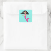 Roze Mermaid-kunst Vierkante Sticker (Tas)