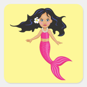 Roze Mermaid-kunst Vierkante Sticker