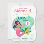 roze mermaid Party Birthday Invitation Save The Date (Voorkant)