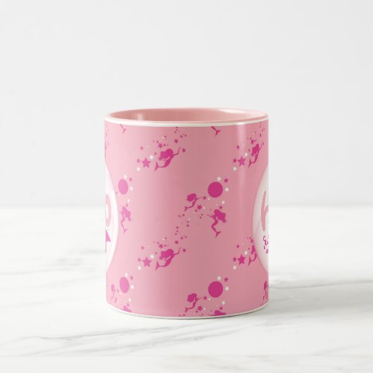 Roze Mermaid Pattern Tweekleurige Koffiemok (Center)