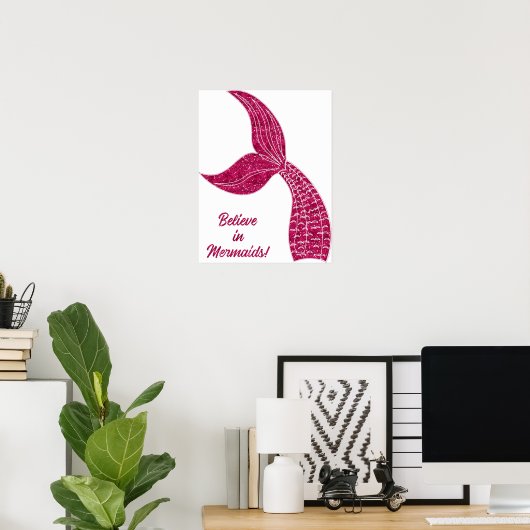 Roze mermaid Tail Poster (Thuiskantoor)