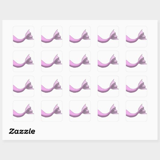 Roze mermaid Tail Vierkante Sticker (Vel)
