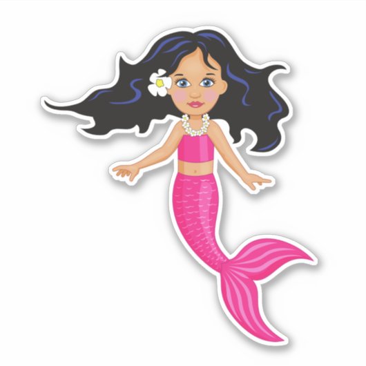 Roze mermaïde kunstkunst sticker (Voorkant)
