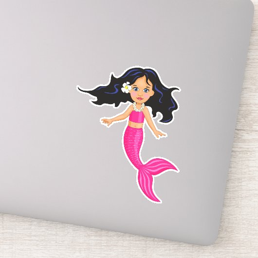 Roze mermaïde kunstkunst sticker (Detail)