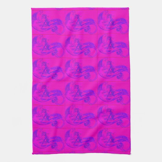 roze mermaiden keukenhanddoek (Verticaal)