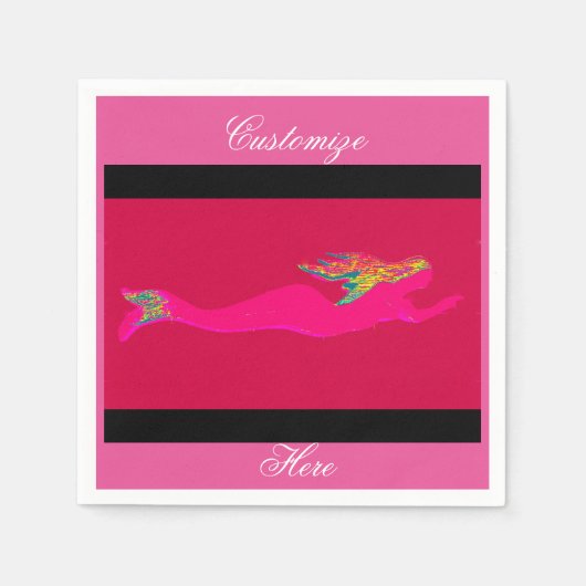 roze mermaïden rood servetten (Voorkant)