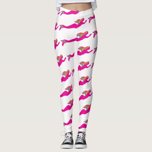 roze mermaïden Thunder_Cove white Leggings (Voorkant)