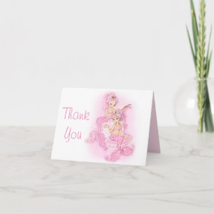 Roze Mermaids Bridal Partij Hartelijk dank Bedankkaart