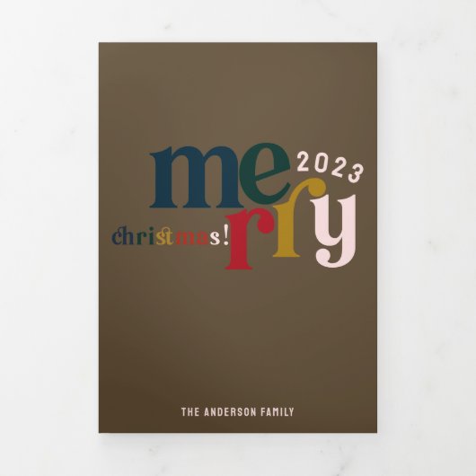 Roze  Merry Christmas Multiphoto Drieluik Wenskaart (Cover)