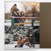 Roze  Merry Christmas Multiphoto Drieluik Wenskaart (Binnenzijde eerst)