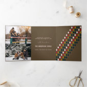 Roze  Merry Christmas Multiphoto Drieluik Wenskaart (Binnen)