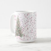 Roze "Merry" Christmas Pink Pine Tree Gepersonalis Koffiemok (Voorkant links)