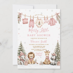 Roze Merry Little Kerst Safari Baby Borrel Kaart