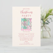 Roze Merry Merry Kerstboom Kaart (Staand voorkant)