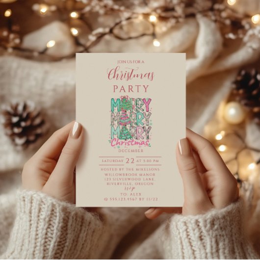 Roze Merry Merry Kerstboom Kaart