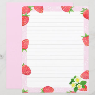 Roze, met aardbeien besproeid papier