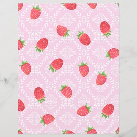 Roze, met aardbeien besproeid papier (Achterkant)