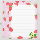 Roze, met aardbeien besproeid papier (Voorkant / Achterkant)