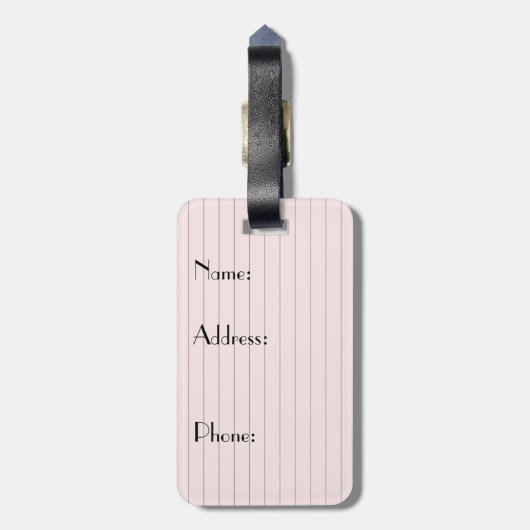Roze met Bagagelabel van Black Pinstripes (Achterkant verticaal)