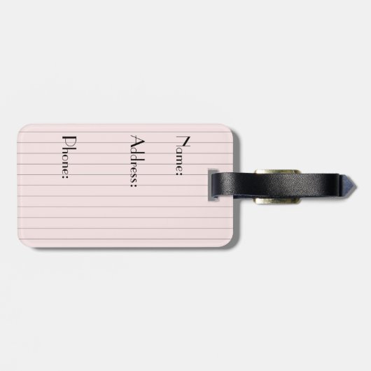 Roze met Bagagelabel van Black Pinstripes (Achterkant horizontaal)