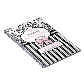 Roze met Black Damask Baby shower Guest Book- Notitieboek (Rechterzijde)
