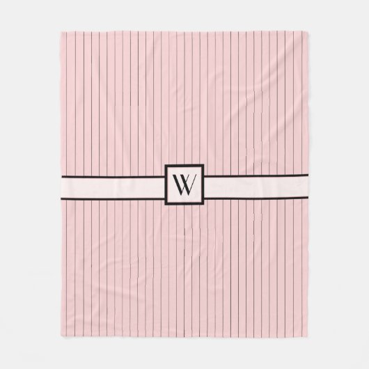 Roze met Black Pinstripes Fleece Blanket Deken (Voorkant)