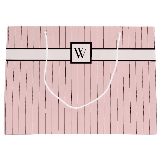 Roze met Black Pinstripes Gift Bag Groot Cadeauzakje (Voorkant)