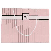 Roze met Black Pinstripes Gift Bag Groot Cadeauzakje (Achterkant)