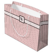 Roze met Black Pinstripes Gift Bag Groot Cadeauzakje (Achterkant Gekanteld)