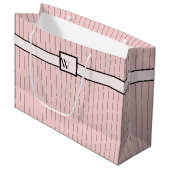 Roze met Black Pinstripes Gift Bag Groot Cadeauzakje (Voorkant Gekanteld)