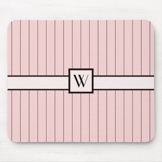 Roze met Black Pinstripes Mousepad Muismat (Voorkant)