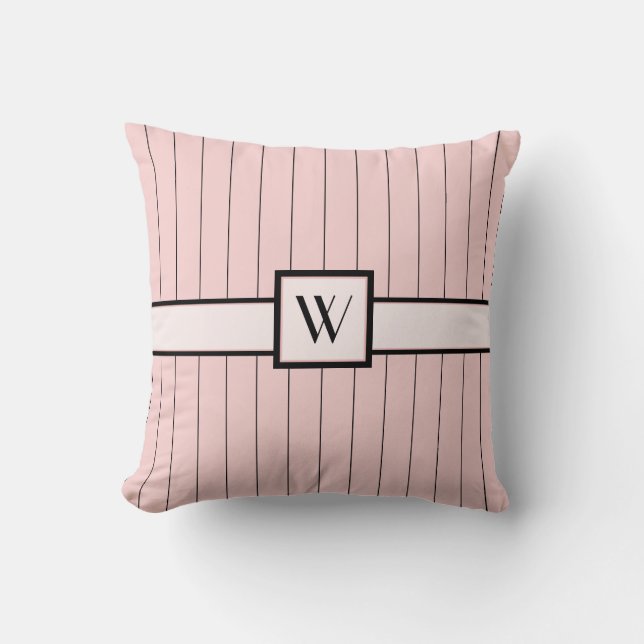 Roze met Black Pinstripes Pillow Kussen (Voorkant)