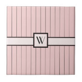 Roze met Black Pinstripes Tile Tegeltje (Voorkant)