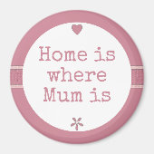 Roze met bloem en citaat thuis magneet (Voorkant)