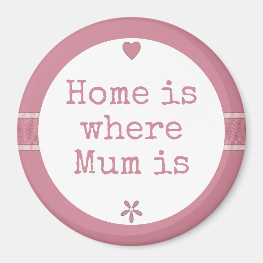 Roze met bloem en citaat thuis magneet (Voorkant)