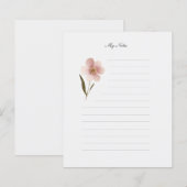 Roze met bloemen bekleed briefpapier (Voorkant / Achterkant)