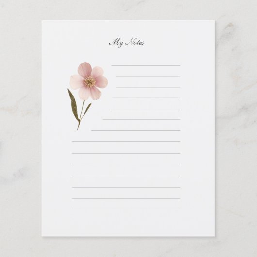 Roze met bloemen bekleed briefpapier (Voorkant)