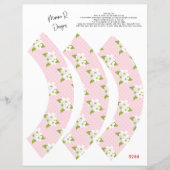 Roze met bloemen cupcake wrapper, cupcake wrap (Voorkant)