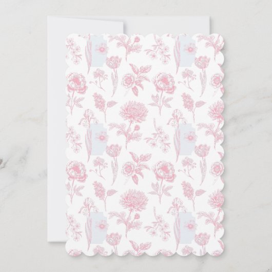 Roze met boog Chinoiserie Baby shower uitnodiging (Achterkant)