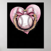 Roze met boog en hart – Schattigee softbal estheti Poster (Voorkant)