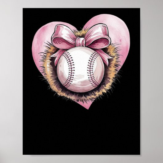 Roze met boog en hart – Schattigee softbal estheti Poster (Voorkant)