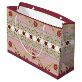 Roze met Bourgondische bloemen Groot Cadeauzakje (Achterkant Gekanteld)