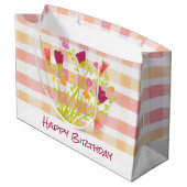 Roze met Bourgondische bloemen Groot Cadeauzakje (Achterkant Gekanteld)